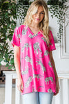 Short Sleeve Animal Top- Curvy Size