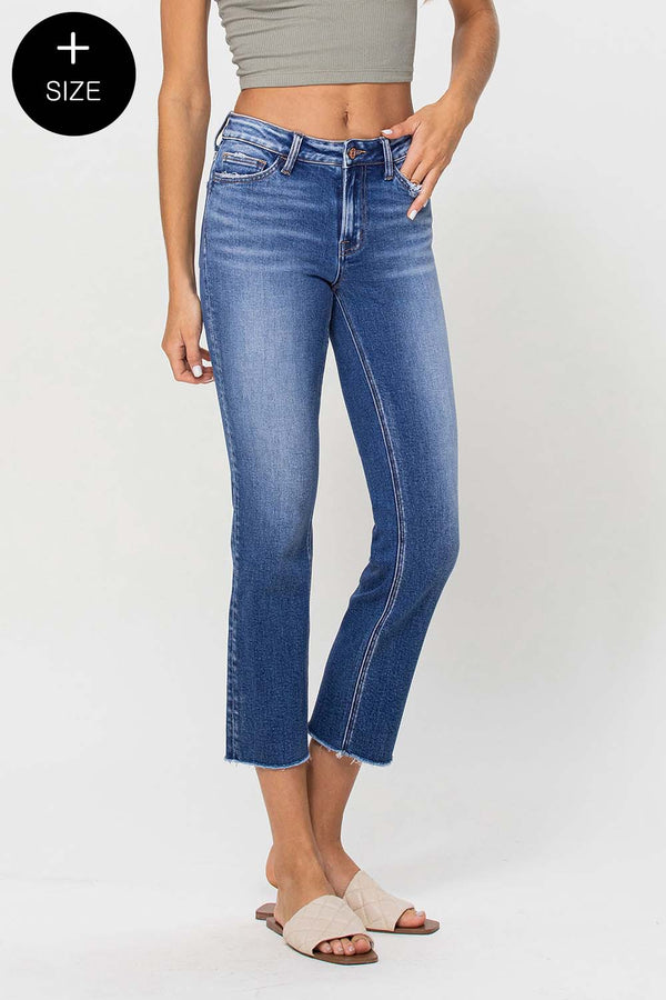 Vervet Melissa Mid Rise Crop Straight Jeans - Curvy Size