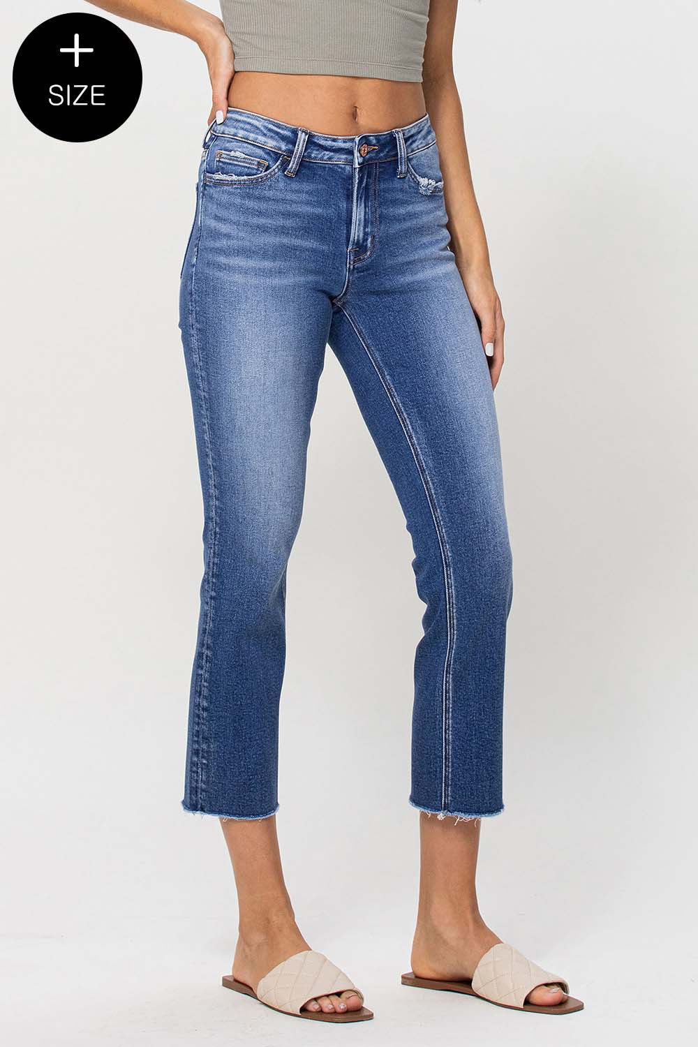 Vervet Melissa Mid Rise Crop Straight Jeans - Curvy Size