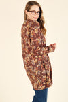 Thermal floral prnt pocket cardigan - Curvy Size
