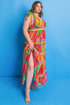 SALE Printed Woven Maxi Dress w/V neckline