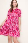 Staccato Short Sleeve Animal Print Dress