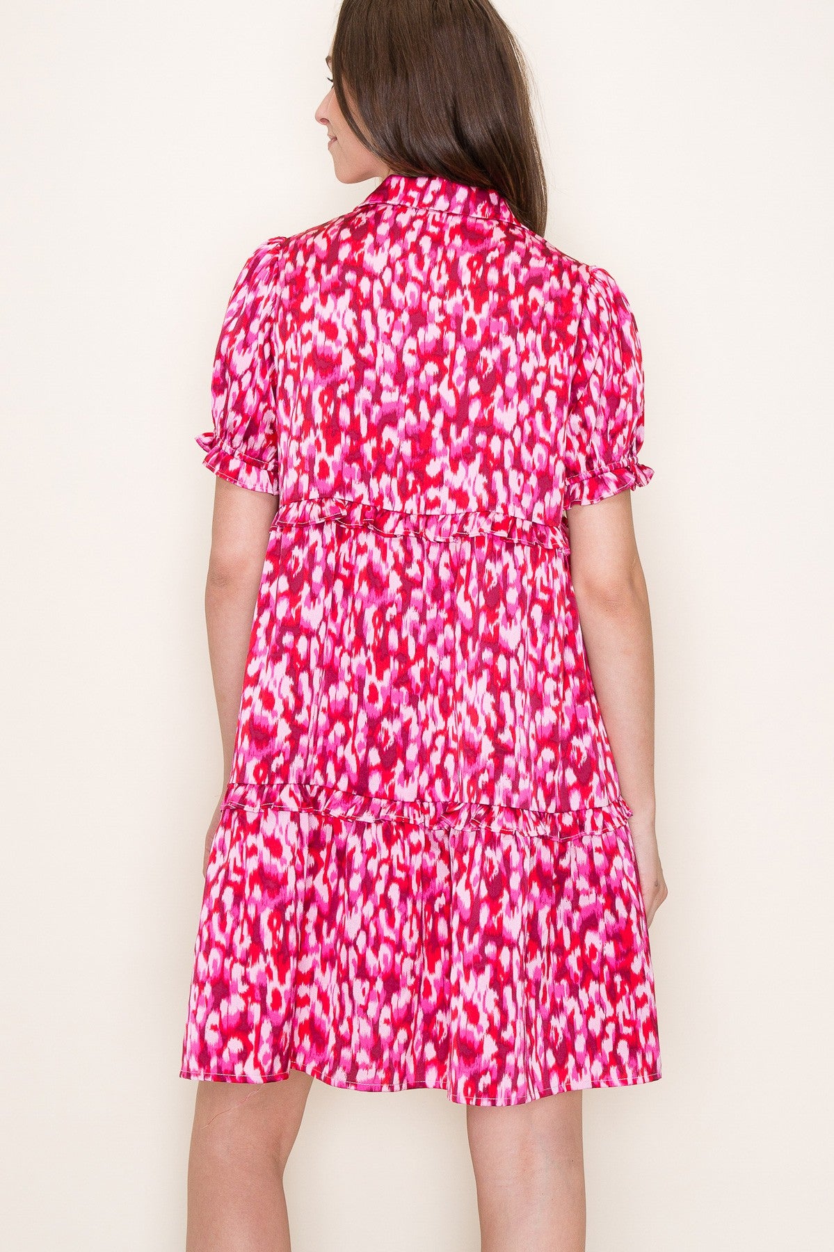 Staccato Short Sleeve Animal Print Dress