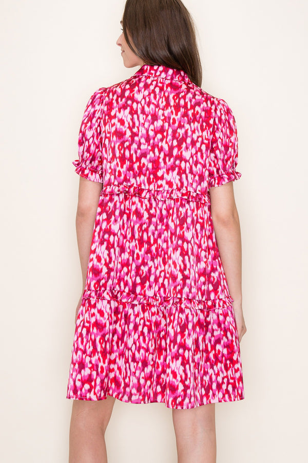 Staccato Short Sleeve Animal Print Dress