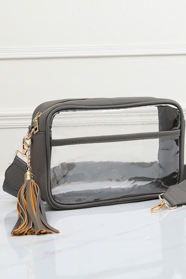 Solid Color Outlined Clear Crossbody Bag - 2 Colors