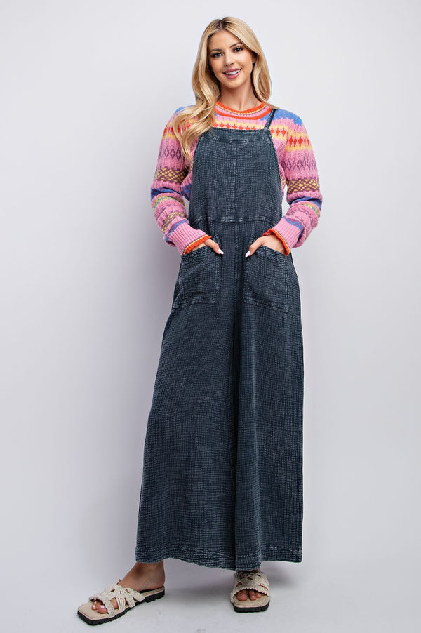 Washed Cotton Jumpsuit / Overalls - 2 Colors