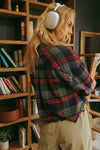 Cropped Fray Hem Plaid Shirt