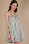 Very J Smocking Detail Stripe Woven Mini Sundress