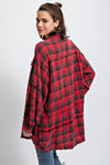 Mineral Washed Plaid Shirt - Curvy Size