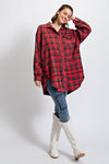 Mineral Washed Plaid Shirt - Curvy Size