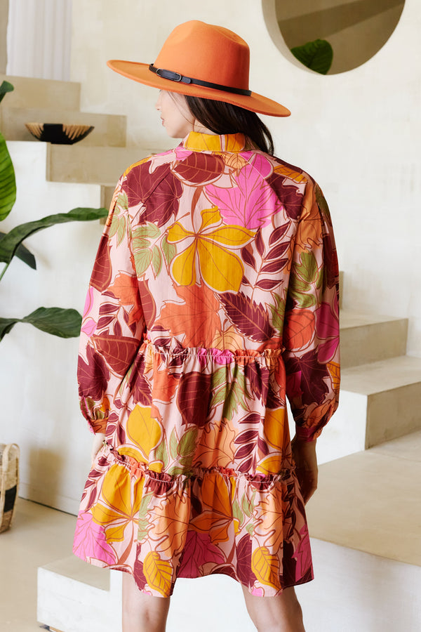 Tropical Button Down Shirt Dress