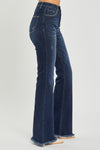 SALE Risen High Rise Vintage Frayed Hem Flare Jeans