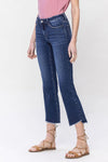 Vervet Mid Rise Raw w/Step Hem Crop Flare Jeans