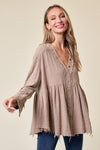 Edge washed long sleeve button down shirts