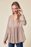 Edge washed long sleeve button down shirts