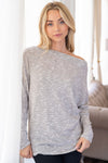 Long Sleeve Heathered Solid Knit Top - Curvy Size