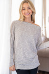 Long Sleeve Heathered Solid Knit Top - Curvy Size