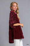 Velvet Sequins Contrast Tiered Tunic Dress - 2 Colors