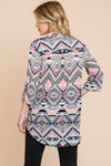 SALE Mandarin Collar Neck Aztec Hi Low Top