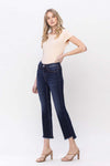 Vervet High Rise Step w/raw Hem Crop Flare Jean