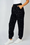 High Waisted Sequin Knit Joggers - Curvy Size