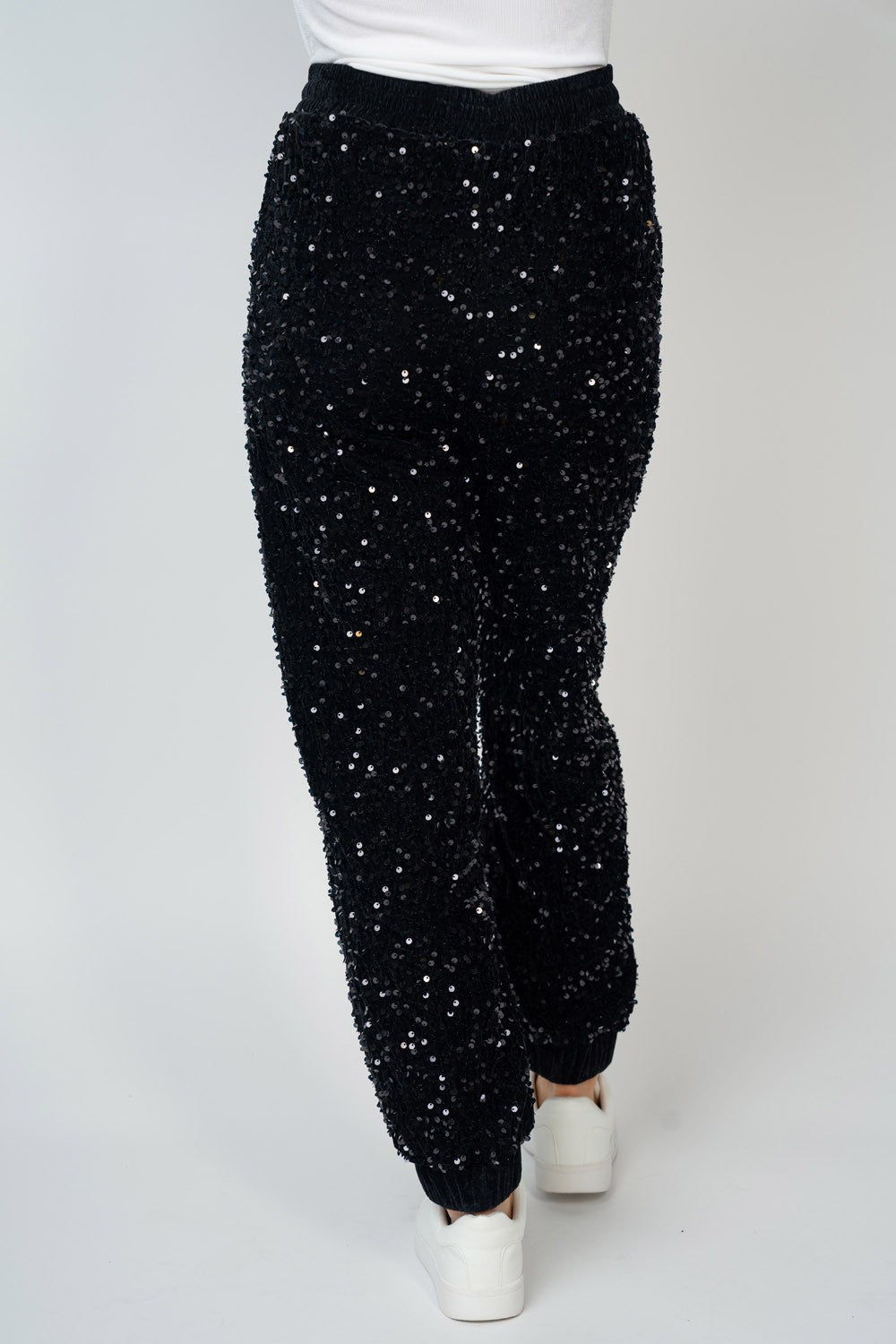 High Waisted Sequin Knit Joggers - Curvy Size