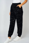 High Waisted Sequin Knit Joggers - Curvy Size