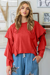 Washed Crew Neck Cropped Sweatshirt