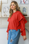 Washed Crew Neck Cropped Sweatshirt