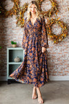 SALE First Love Floral Print Surplice Smocked Waist Maxi Dress - Curvy Size