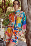 JODIFL Tropical Color Print Top- Curvy Size