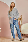 Striped Button Down Shirt - Curvy Size