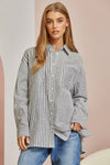 Striped Button Down Shirt - Curvy Size
