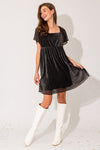 Short Sleeve Square Neck Textured Lurex Dress