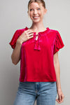 Velvet Drawstring Top