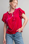 Velvet Drawstring Top