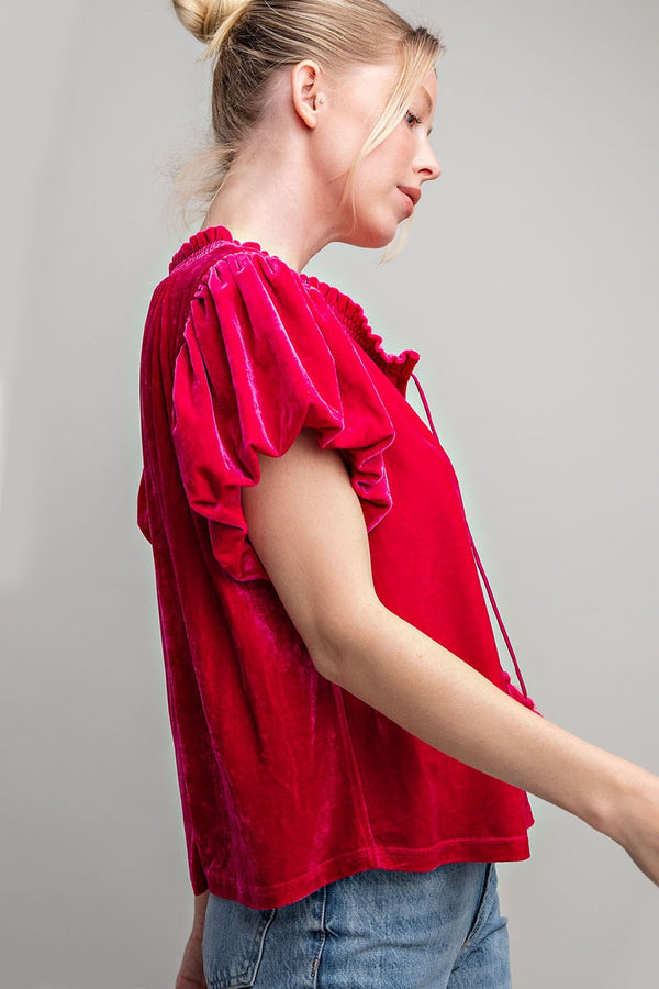Velvet Drawstring Top