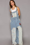 POL Floral patchwork embroidery overall