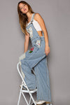 POL Floral patchwork embroidery overall