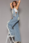 POL Floral patchwork embroidery overall
