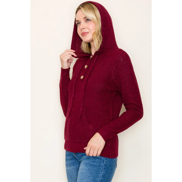 Staccato Waffle Textured Hoodie Sweater