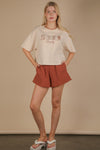 Very J Oversized Screen Print Graphic Casual Knit T Shirt