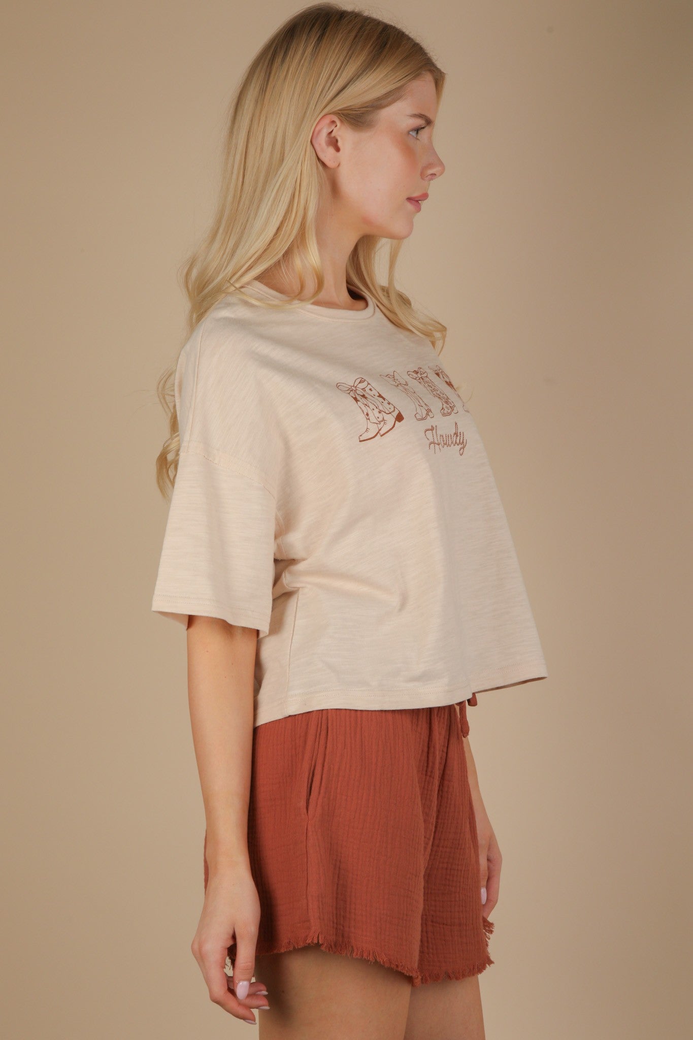 Very J Oversized Screen Print Graphic Casual Knit T Shirt