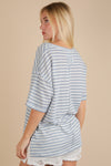 Very J Oversized Stripe Casual V-neck Knit Top