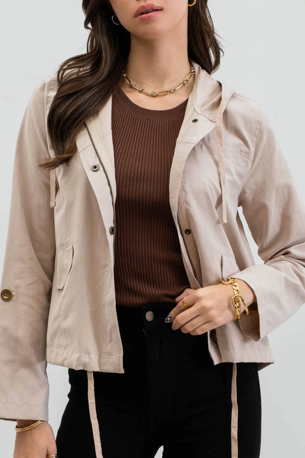 Blu Pepper Snap Button Zip Up Hooded Jacket