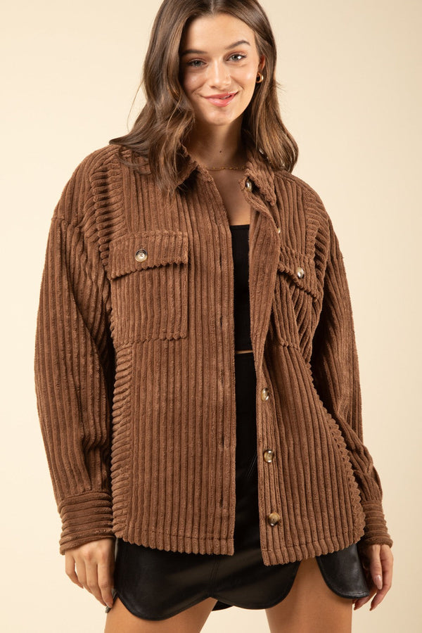 Oversized Wide Corduroy Shirt - Curvy Size