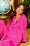 Button Up Solid Knit Hoodie With Tunnel Hem