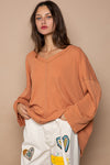 POL Oversize V-neck Long Sleeve Solid Basic Top - 3 Colors