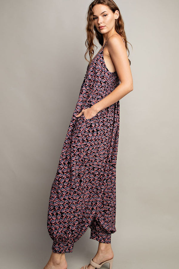 EESOME Printed Sleeveless Jumpsuit
