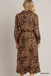 Animal Print Midi Dress with Side Zipper